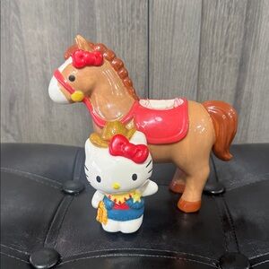 Blue Sky Clayworks Hello Kitty Cow Girl & Pony Horse Ceramic Tealight Holder